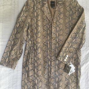 100% Leather Python Print Leather Coat